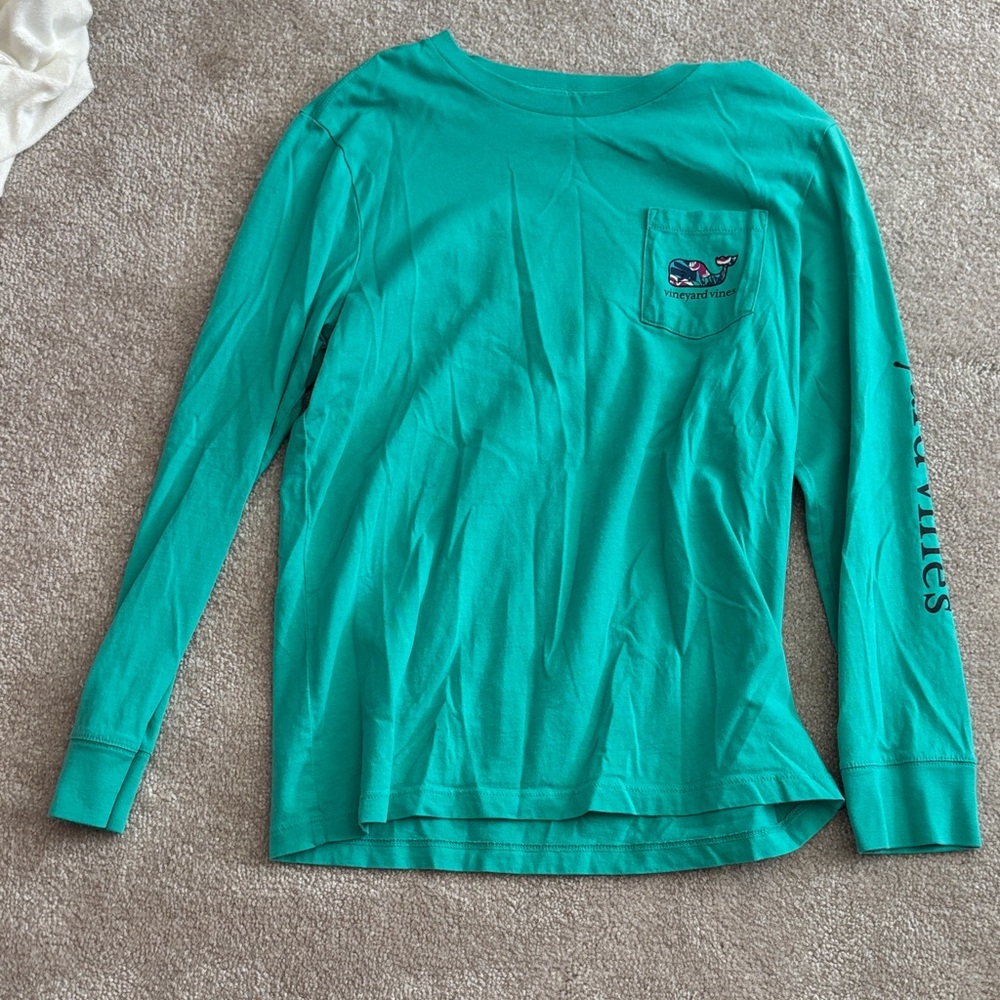 Kids Vineyard Vines Teal Long Sleeve Shirt